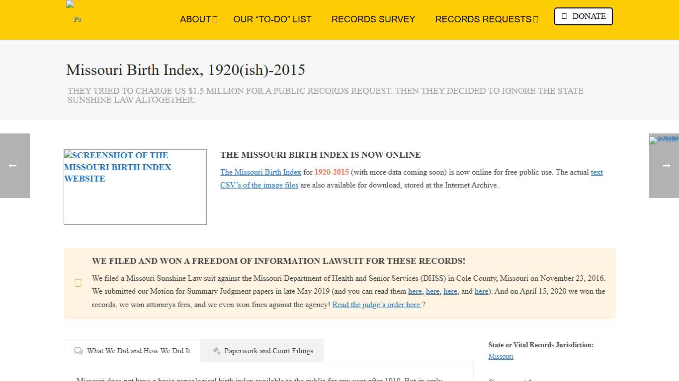 Missouri Birth Index, 1920(ish)-2015 - Reclaim The Records